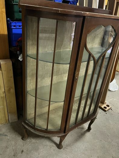 Vintage Bow-Fronted Glazed Display Cabinet. Restoration Project