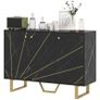 Sideboard Storage Cabinet, Modern Storage Cupboard with Adjustable Shelves and Metal Legs for Living Room, Kitchen, Dining Room, Entryway, Black Marble Tone Image 9
