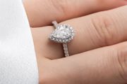 1.25 CT 925 silver Pear Moissanite Wedding Ring Halo With Accent Engagement Ring.
