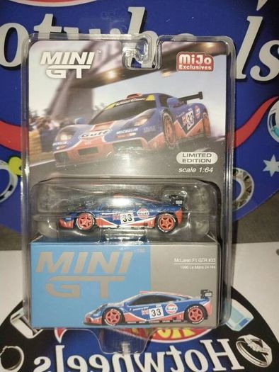 Mini GT 1:64 scale diecast model of the McLaren F1 GTR #33 1996 Le Man's 24 Hour Gulf Livery Exclusive Limited Edition Die-cast Model Car