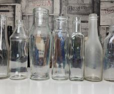 293 - Set of 8 Vintage Clear Glass Decorative Collectible Display Household Bottles