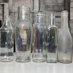 293 - Set of 8 Vintage Clear Glass Decorative Collectible Display Household Bottles