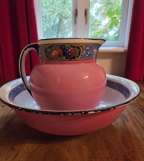 Stunning Antique China Pitcher & Ewer Set Victorian