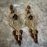 Brown and Gold Crystal Drop Earrings Image 3