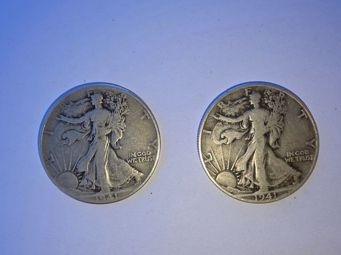 Silver Half Dollar coins 1941