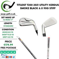 Titleist T200 2021 Utility #2 Iron 17 Degree / Hzrdus Smoke Black 6.0 90G Stiff