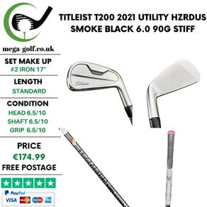 Titleist T200 2021 Utility #2 Iron 17 Degree / Hzrdus Smoke Black 6.0 90G Stiff