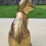 Vintage brass figurine of a sitting cat Image 4