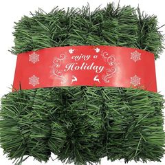 52Feet/16M Christmas Garland Decorations - Non-Lit Soft Green Holiday Decor for Outdoor or Indoor Use - Home Garden Artificial Greenery or Wedding Party,Stairs