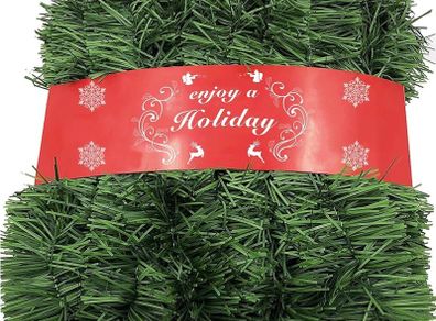 52Feet/16M Christmas Garland Decorations - Non-Lit Soft Green Holiday Decor for Outdoor or Indoor Use - Home Garden Artificial Greenery or Wedding Party,Stairs
