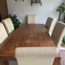 Table & 6 cream leather chairs Image 2