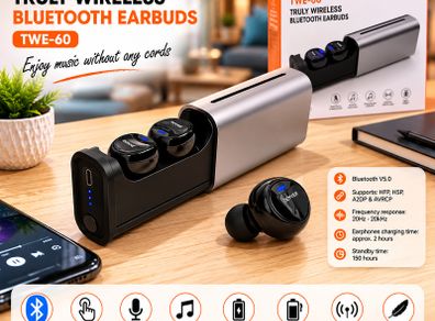 Denver TWE-60 Truly Wireless Bluetooth Earbuds with Charging Case