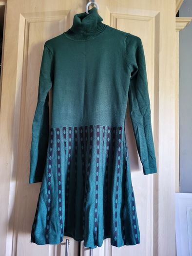 Jumper dress dark green M turtle neck