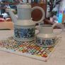 Fabulous Vintage Midwinter Stonehenge Coffee Pot and Milk Jug in the Caprice Pattern (Spanish Garden) Designed by Jessie Tate, Excellent Condition Image 2