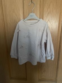 Next girls long-sleeved beige bow top aged 2-3 years