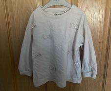 Next girls long-sleeved beige bow top aged 2-3 years