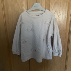 Next girls long-sleeved beige bow top aged 2-3 years