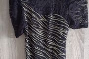 kiah dress gold black lace short sleeve label size UK 8