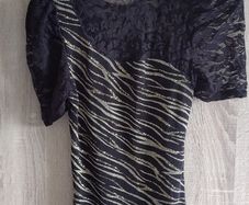 kiah dress gold black lace short sleeve label size UK 8