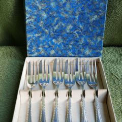 Vintage 925 Sterling Silver Sheffield Cake Forks in original box 98,7g