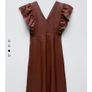 Zara Faux Midi Leather Dress Brown Maroon, XS Image 5