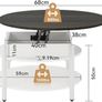 Round Lift Top Coffee Table with Storage and Hidden Compartment, 68cm Farmhouse Coffee Tables for Living Room Reception Room, 2 Tier Small Round Center Table Circle Dining Table, White Image 4
