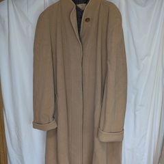 Camel Wool Blend Long Swing Coat  Size Approx UK 20 to 22
