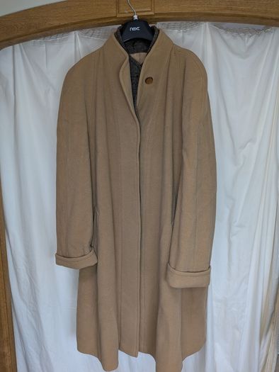Camel Wool Blend Long Swing Coat  Size Approx UK 20 to 22