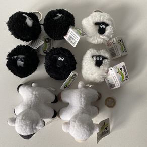 Black/ White Sheep Pom Pom Keyring, Magnet