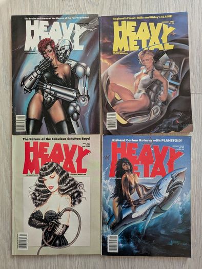 Lot of 4 Heavy Metal Magazines Comics 1990/1992