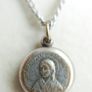 Vintage St. Bernadette Sliding  Catholic Circle Pendant and chain Image 7