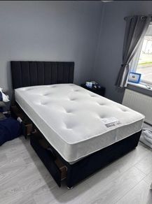 New Stylish single ,Double 4ft, 4ft6, King 5ft And 6ft Superking Sizes Divan Beds Instock. Drawers And Optional Tufted Mattresses Available. Free Delivery