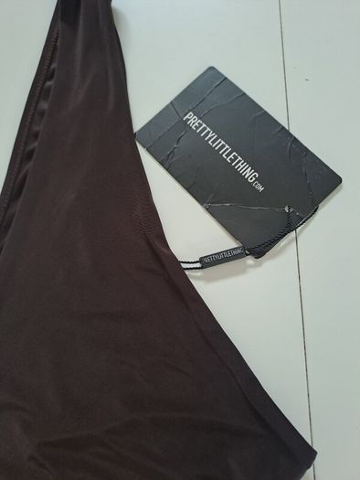 Pretty Little Thing Asymmetric Bodycon Dress (size 4) Choc Brown - New with Tags