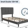 Small Double Bed Frame, Black, Upholstered Wooden Slat Bed Frame with Headboard, Easy Assembly, Underbed Storage, No Box Spring Needed 120x190 Image 2