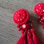 Red  Earrings with tassels Image 5