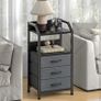Bedside Table with 3 Fabric Drawers and Open Shelf, Nightstand for Bedroom, Living Room, Small Spaces Metal Frame & Wooden Top, Compact Sofa End Table with Storage for Home Co Decor, Deep Grey Image 3