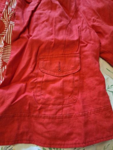 Red linen jacket