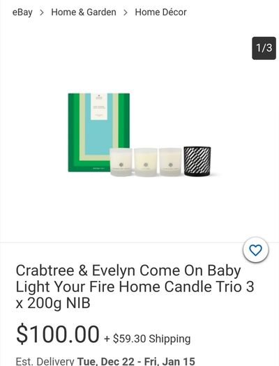 Crabtree & Evelyn candle trio
