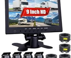 4 Channel Reversing Camera Kit with 9 Inch Monitor, 4 Cameras, Night Vision & Waterproof IP68