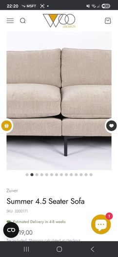 Woo Design 4.5 seater Zuiver Summer Sofa plus Hocker