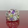 Silver African Amethyst & Multi-Gemstone Cluster Ring Image 9
