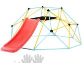 Climbing Dome, 8FT Geometric Dome Climber with Slide, for Kids 3 to 9 Years Old, Jungle Gym Supports 600LBS and Easy Assembly, with Climbing Grip, Outdoor and Indoor Play Equipment for Kids