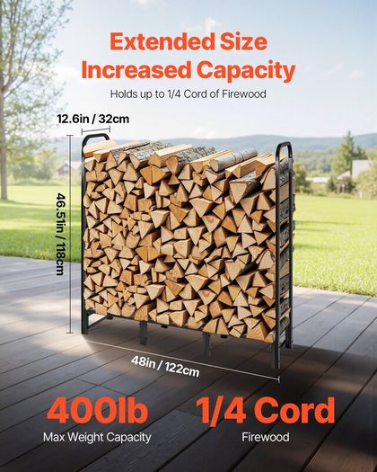 Covered Firewood Rack 122cm - 1/4 Cord
