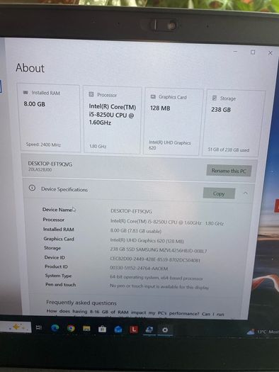 Lenovo T580 8th gen