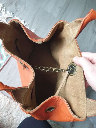 Orange Leather Handbag Similar To Tod's Handbag