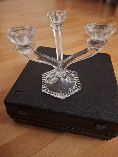 Candle Holder/3 Arm Candeleabra 24% Lead Crystal .. Price Drop