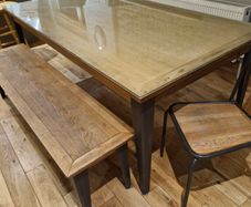 2m Dining Table Bench and Chairs
