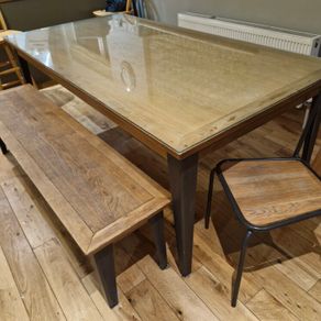 2m Dining Table Bench and Chairs