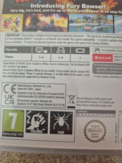 Super Mario 3D World + Bowser's Fury Nintendo Switch