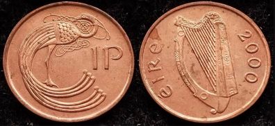 [#2132] - Ireland 2000 | 1 Penny | Irish 1p | KM.20a | UNC